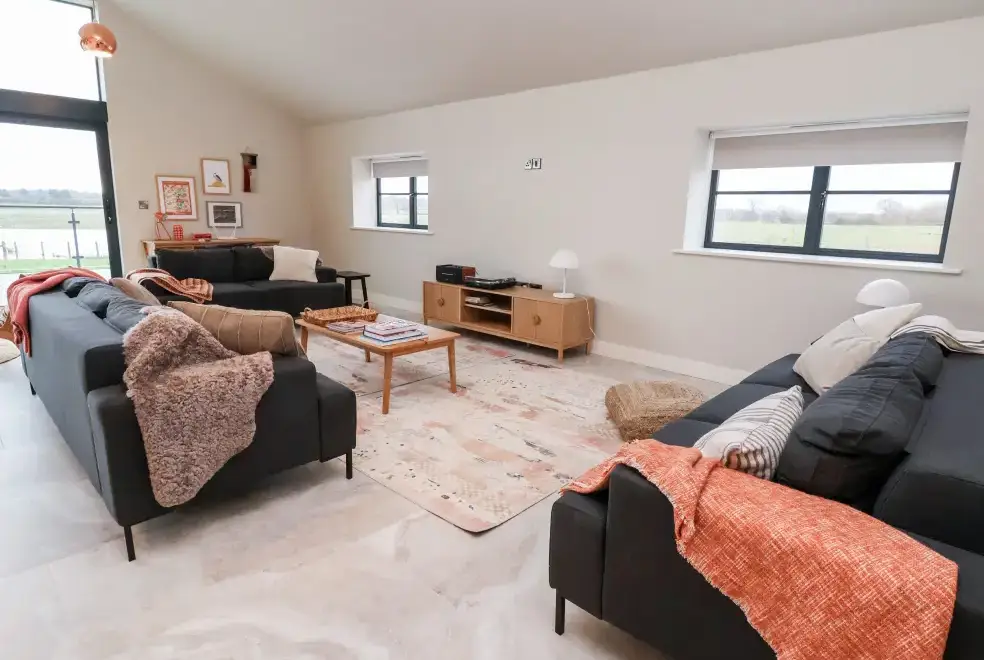 Open plan living area at Grange Barn