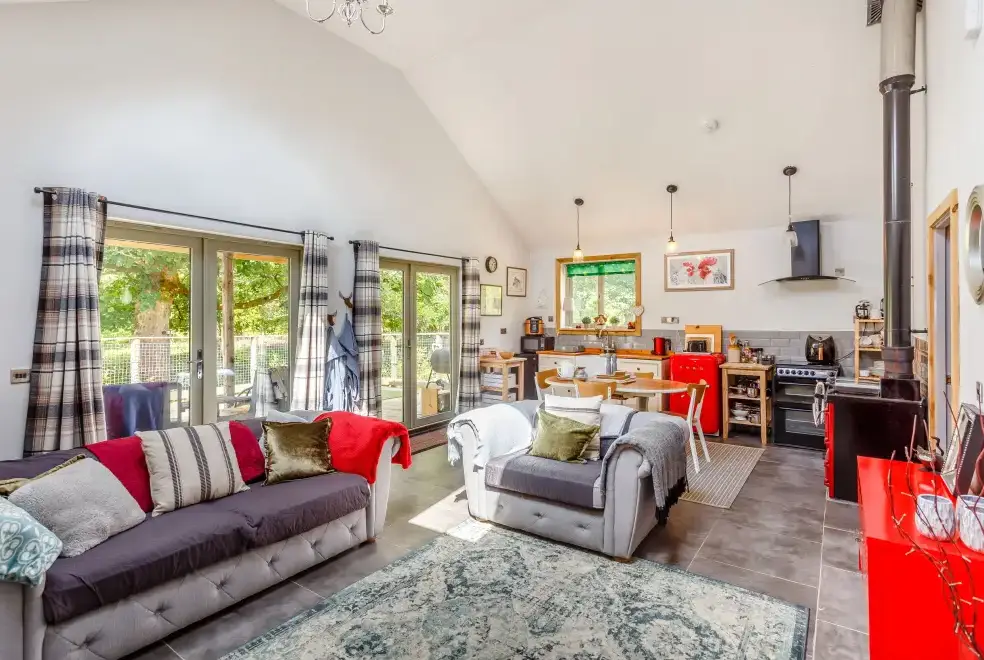 Open plan living area at Grant Cottage