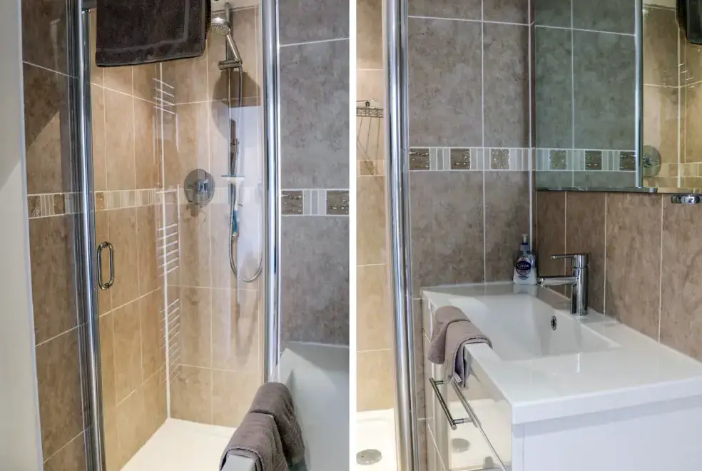 Shower room at Greenslades Rural Retreat, Exmoor National Park