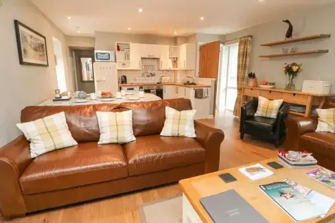 Open plan living area at Hazel, Highland