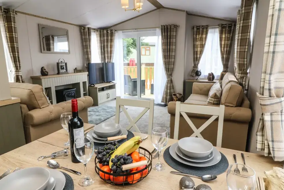 Open plan living area at Hedgehog Lodge