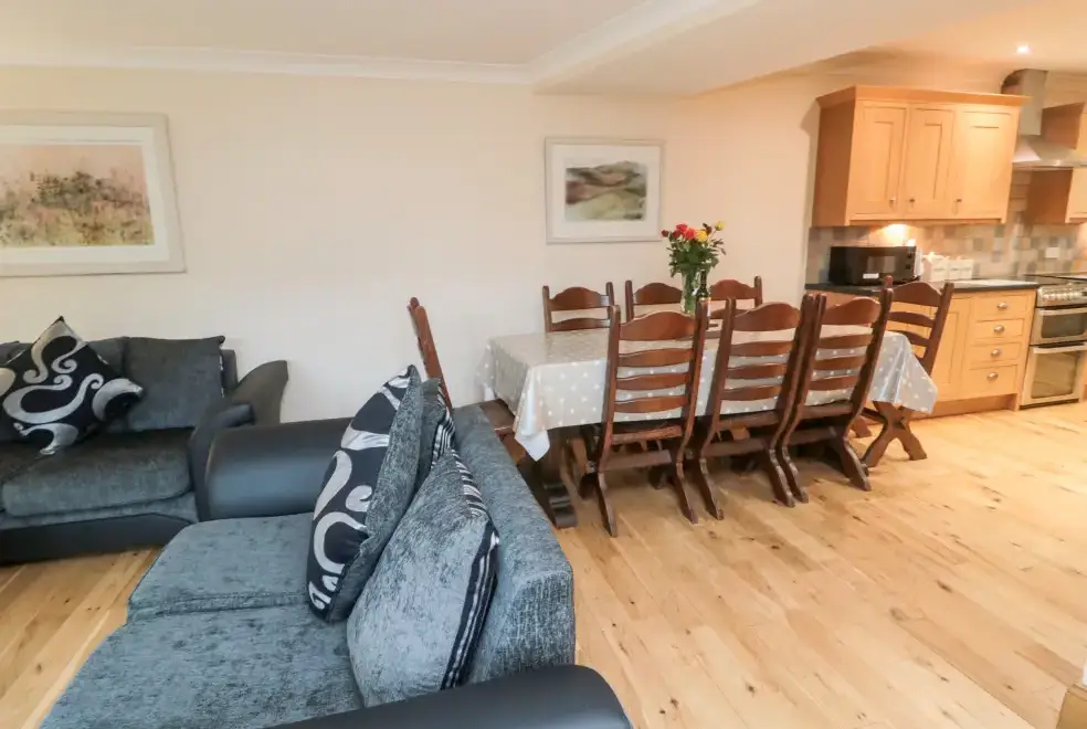 Kitchen/diner at Hemmel Rural Retreat with Hot Tub