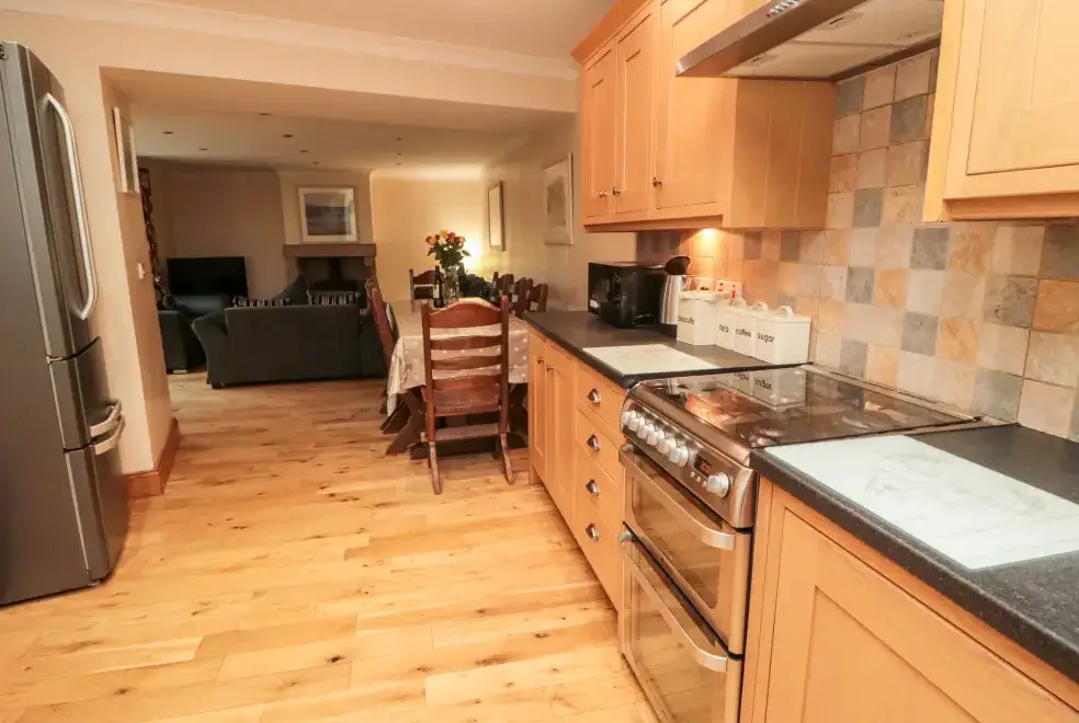 Kitchen/diner at Hemmel Rural Retreat with Hot Tub