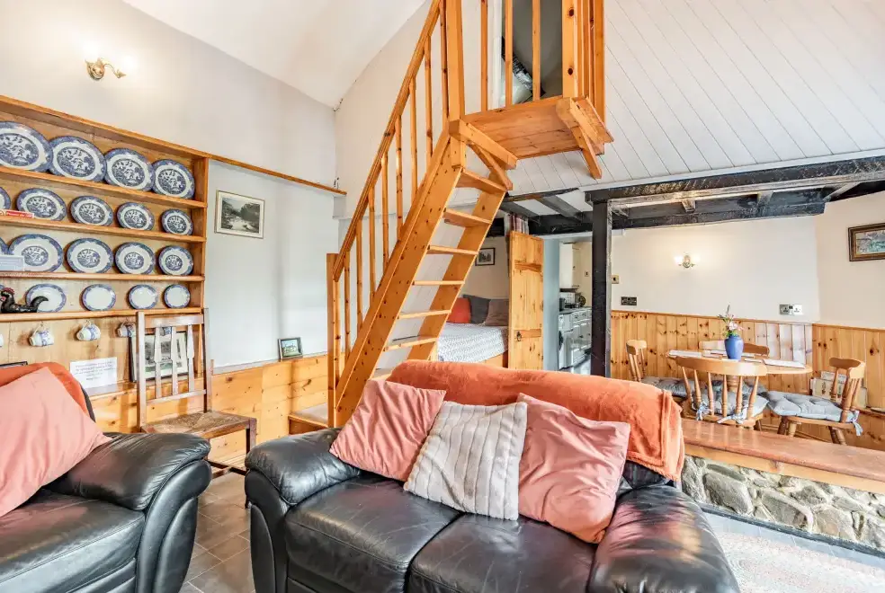 Open plan living area at Henrhiw Bach