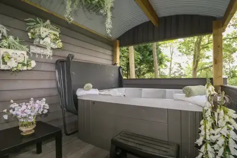 Private Hot Tub at High Rigg Shepherd's Hideaway, Cumbria
