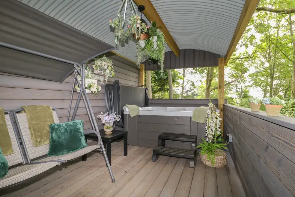 Decked area at High Rigg Shepherd's Hideaway