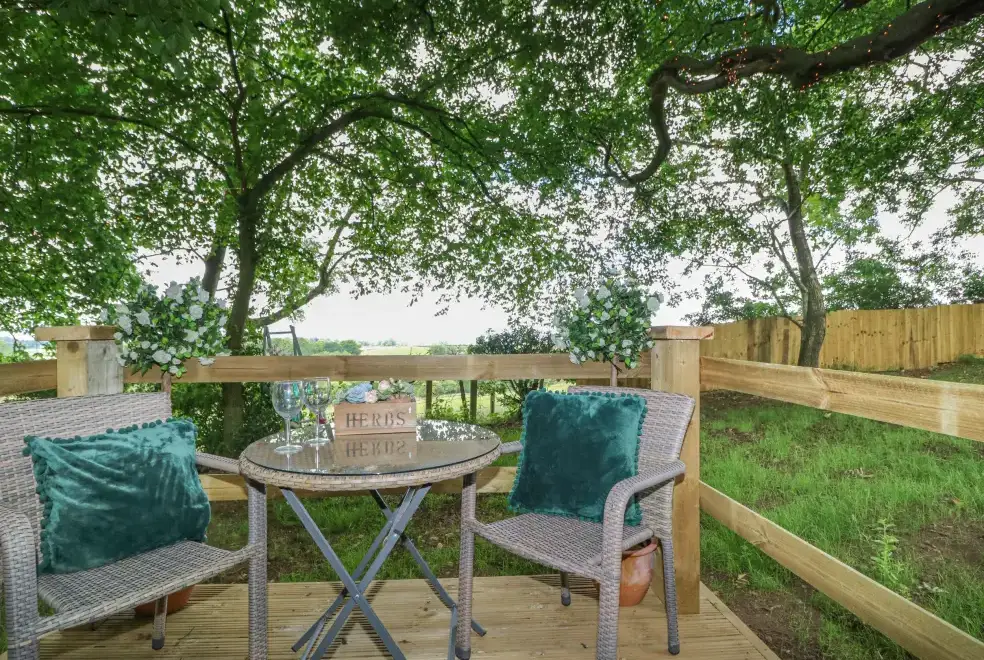 Decked area at High Rigg Shepherd's Hideaway