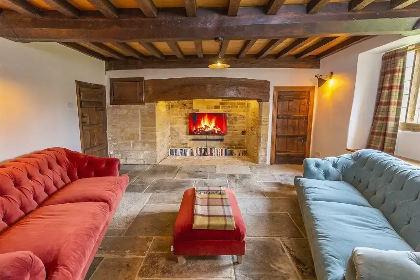 Drawing room at Higher Burrow Farmhouse