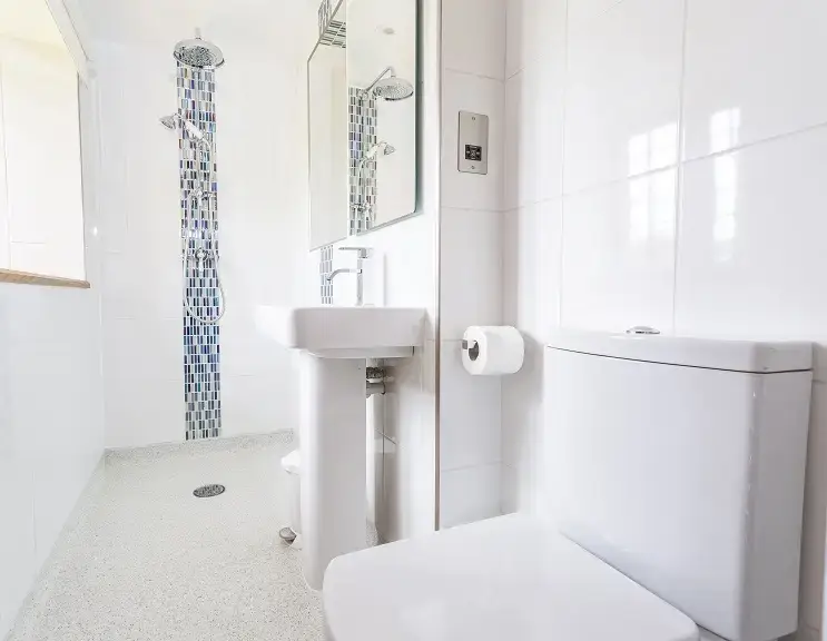 Shower room at Higher Burrow Farmhouse