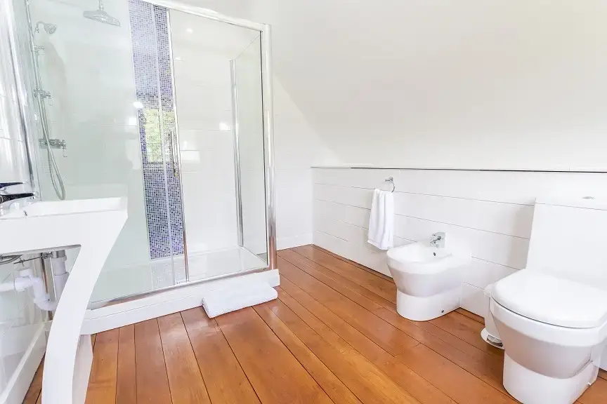 Shower room at Higher Burrow Farmhouse