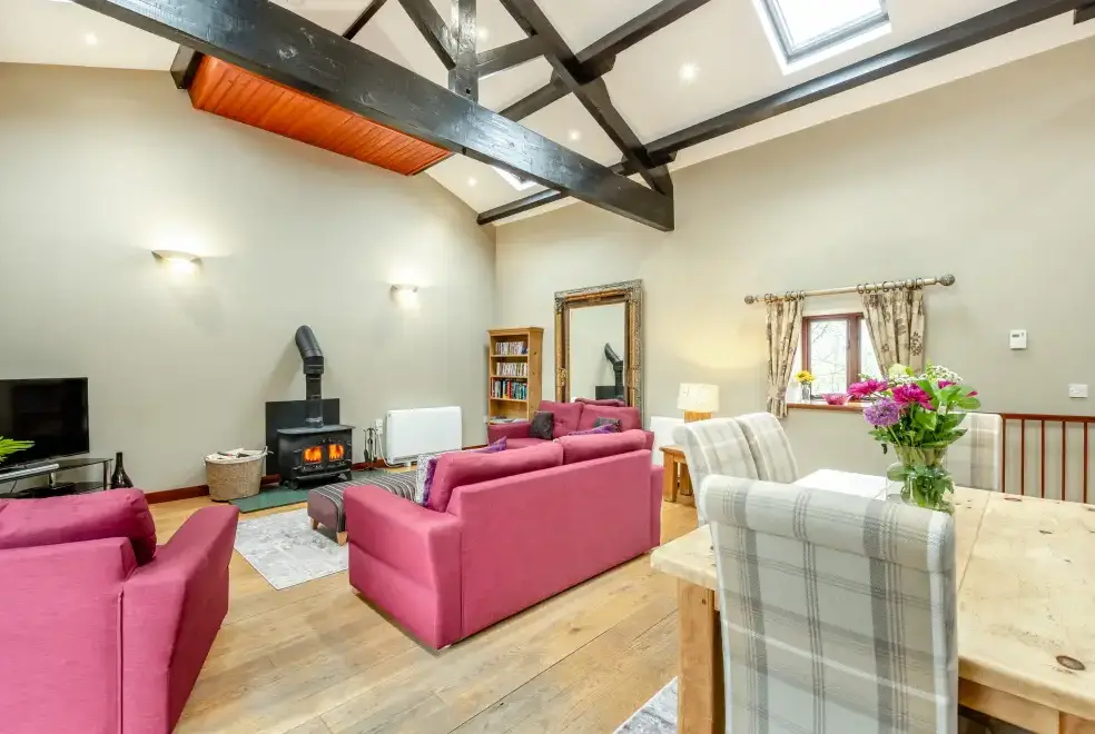 Open plan living area at Hill Side Barn