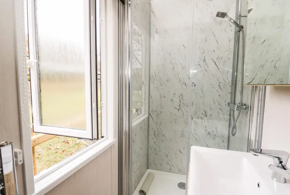 Shower room at Hillside Lodge