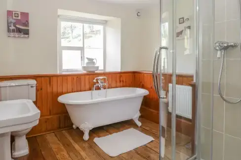 Family bathroom at Hillside Pet-Friendly Cottage for 7, Cumbria