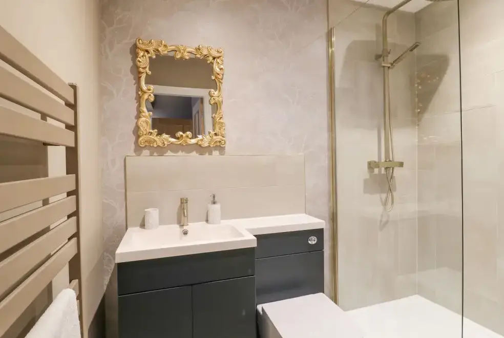 Shower room at Hunters Lodge at Wildersley Farm