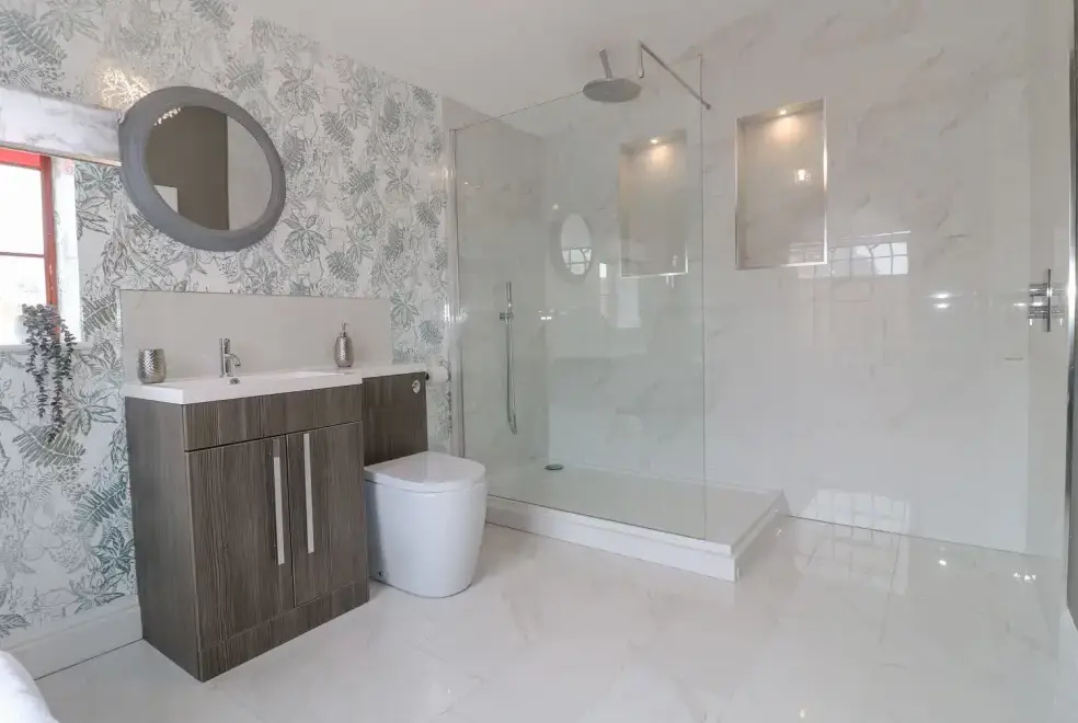Shower room at Hunters Lodge at Wildersley Farm