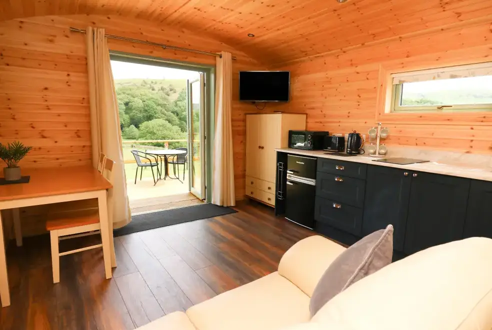 Open plan living area at Hwyl