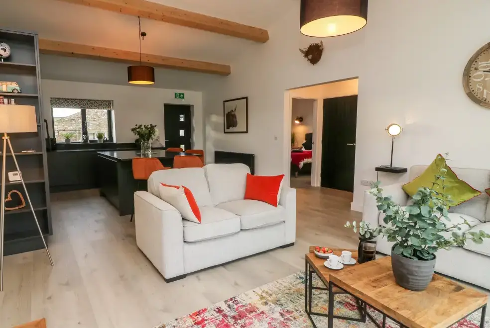 Open plan living area at Ingleborough Lodge