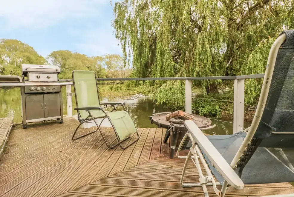 Decked area at Island Yurt Glamping Holiday, Cotswolds