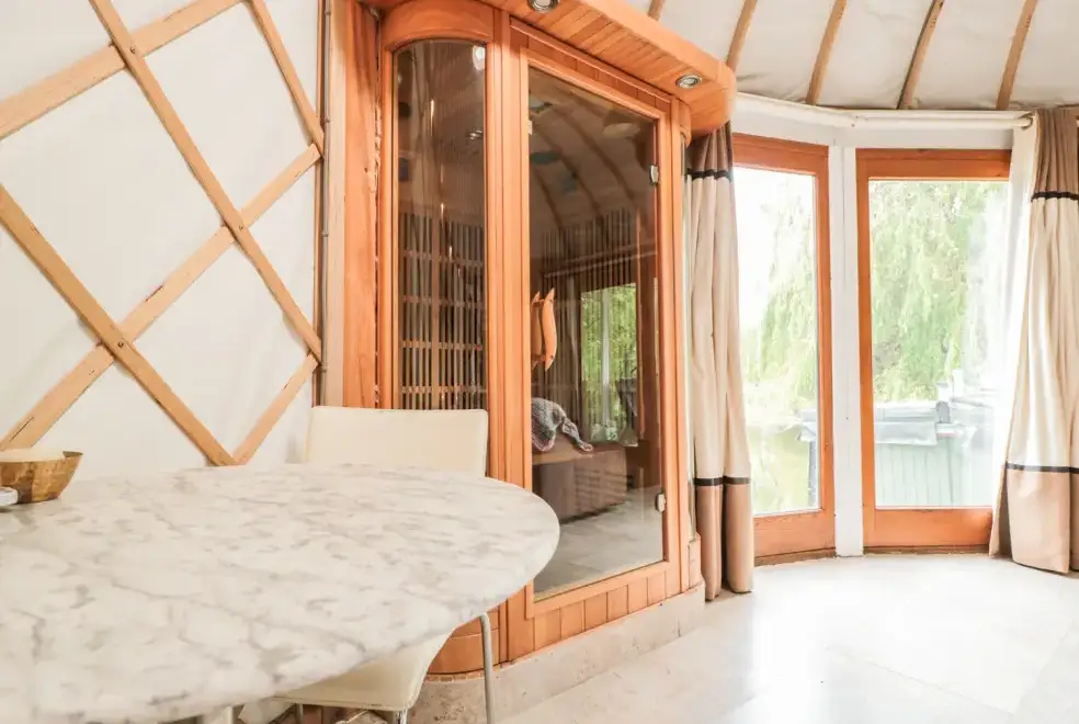Conservatory at Island Yurt Glamping Holiday, Cotswolds