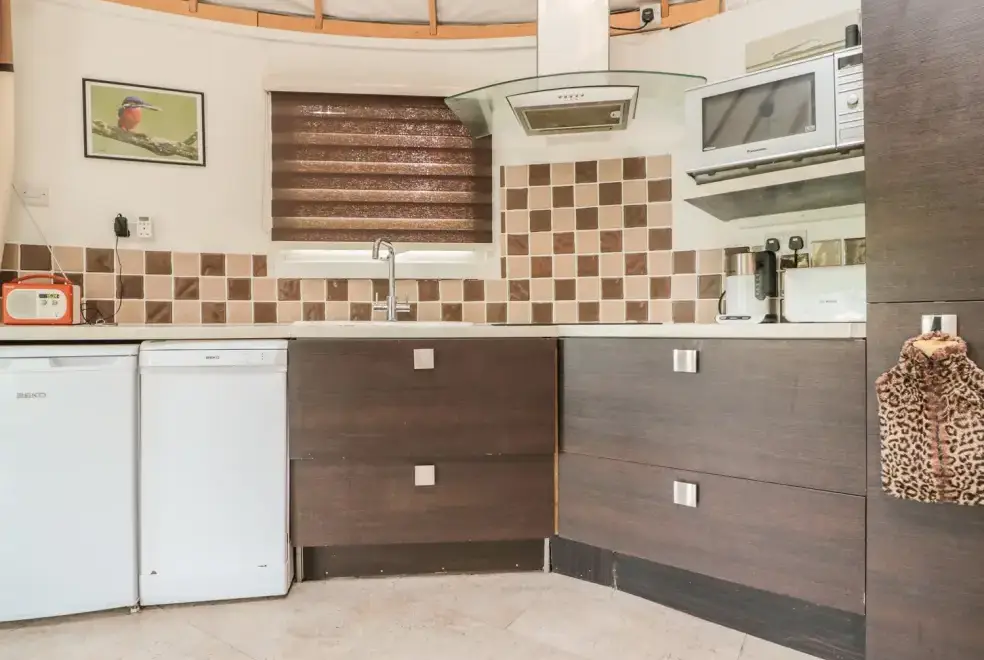 Kitchen/diner at Island Yurt Glamping Holiday, Cotswolds