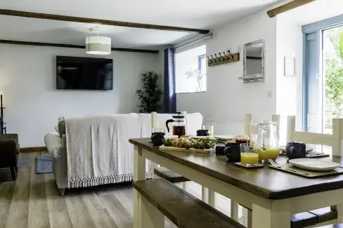 Open plan living area at Kerensa, Cornwall