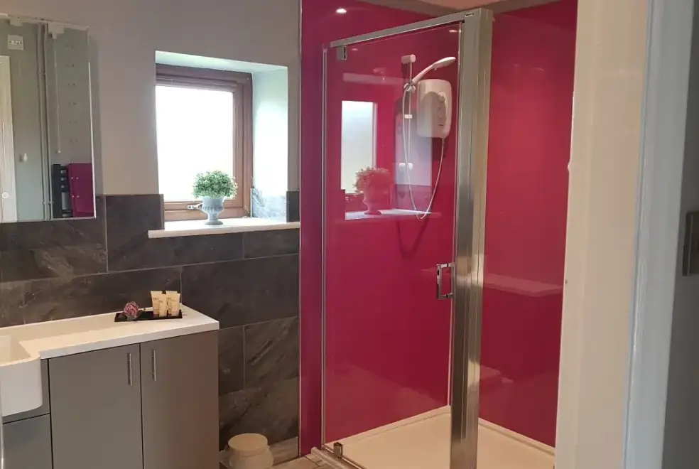 Shower room at Koi Keep at Wallrudding Farm