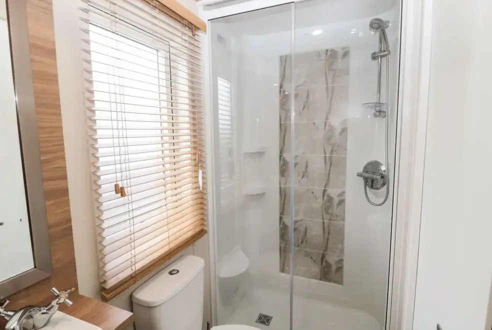 Shower room at La Hacienda Lodge