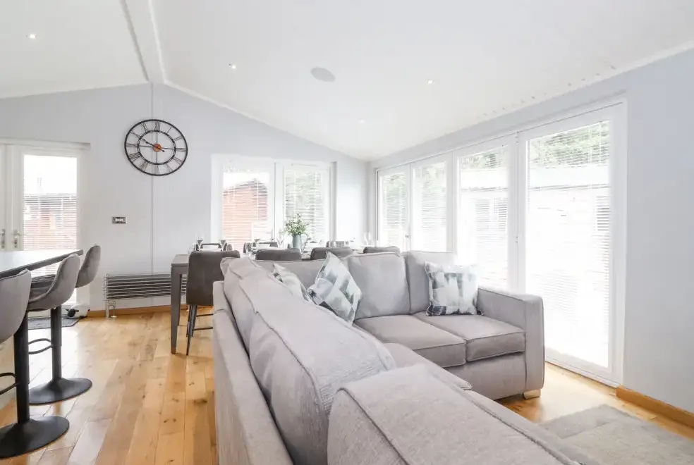 Open plan living area at Lakes Lodge