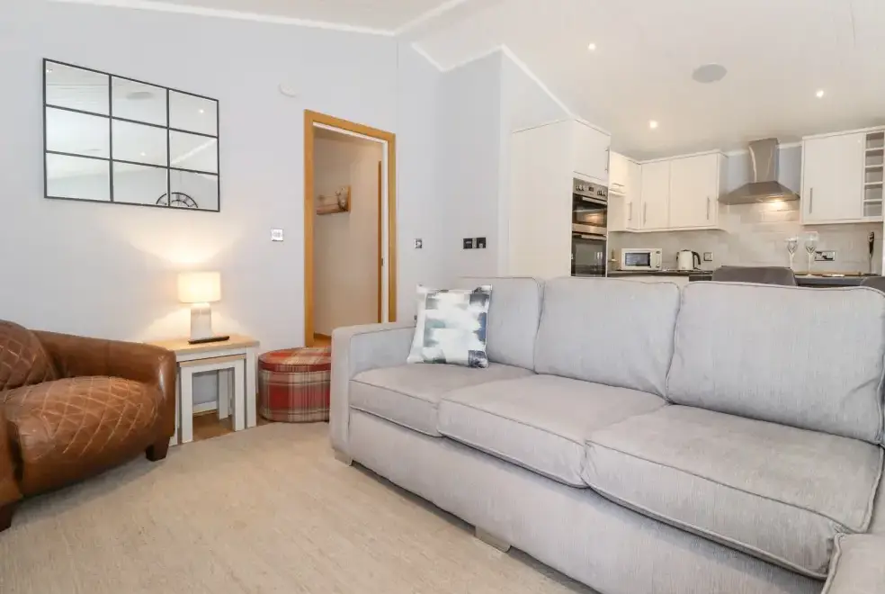 Open plan living area at Lakes Lodge