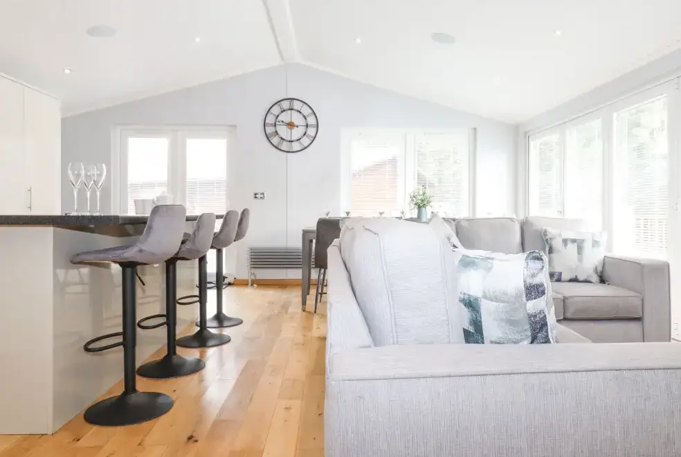 Open plan living area at Lakes Lodge