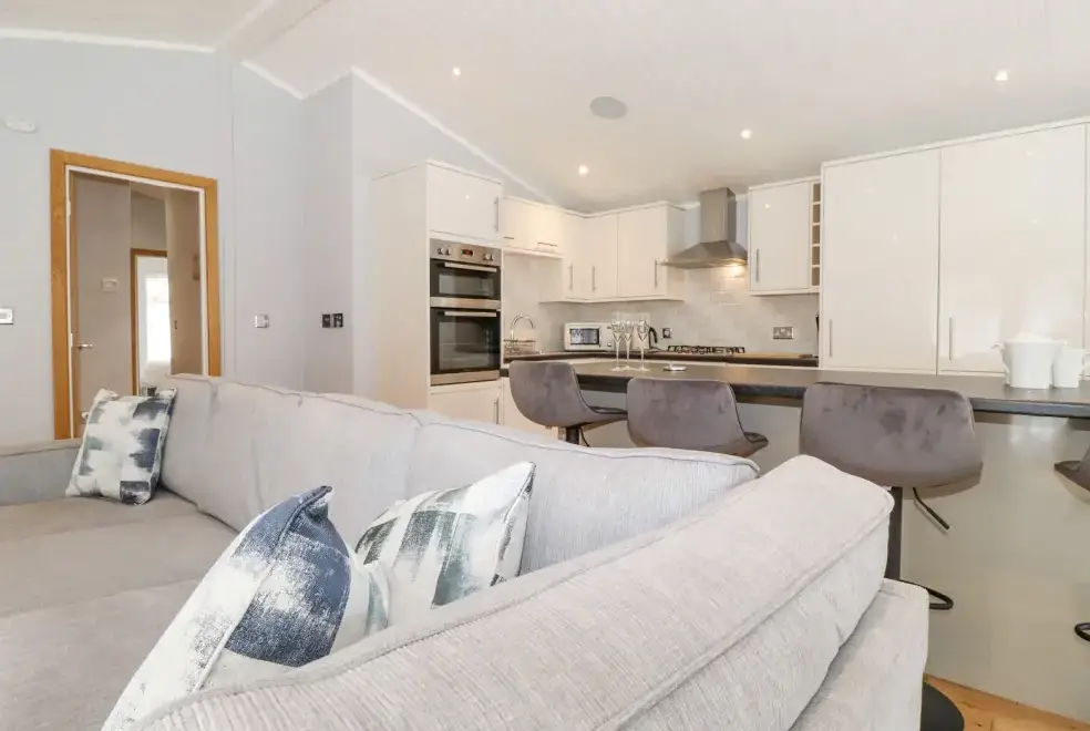 Open plan living area at Lakes Lodge