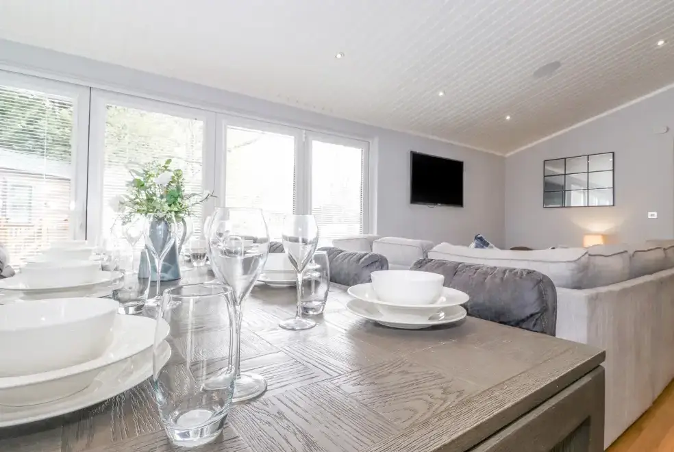 Open plan living area at Lakes Lodge