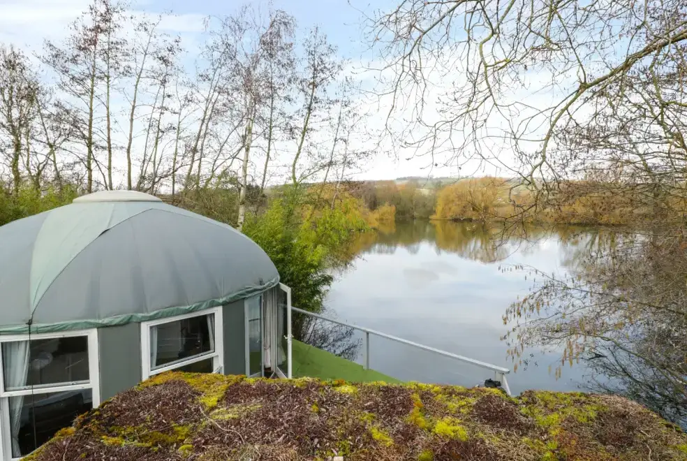 Lake view at Lakeside Yurt, Cotswolds