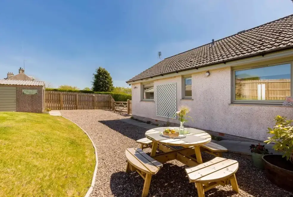 Enclosed garden at Lammerlaw Self Catering