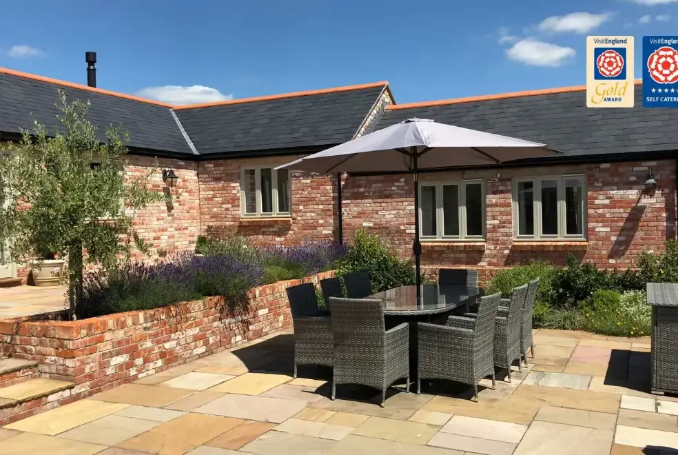 Patio area at Langford Valley Barn