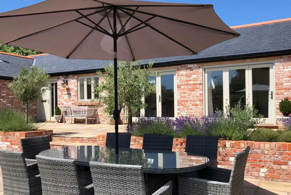 Patio area at Langford Valley Barn