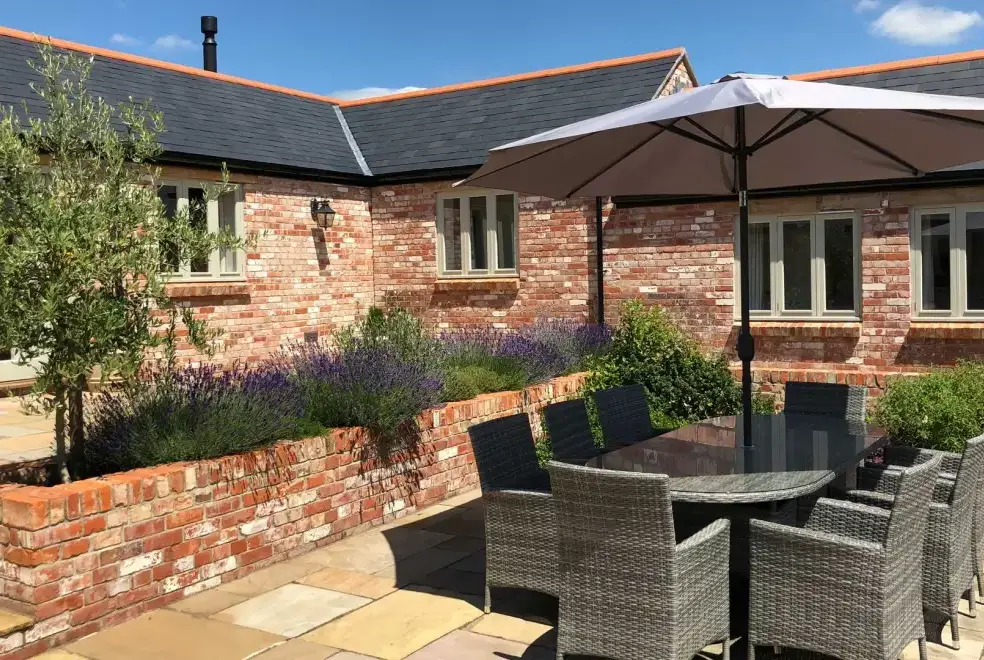 Patio area at Langford Valley Barn