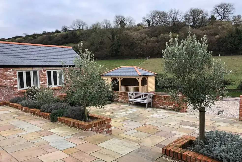 Patio area at Langford Valley Barn