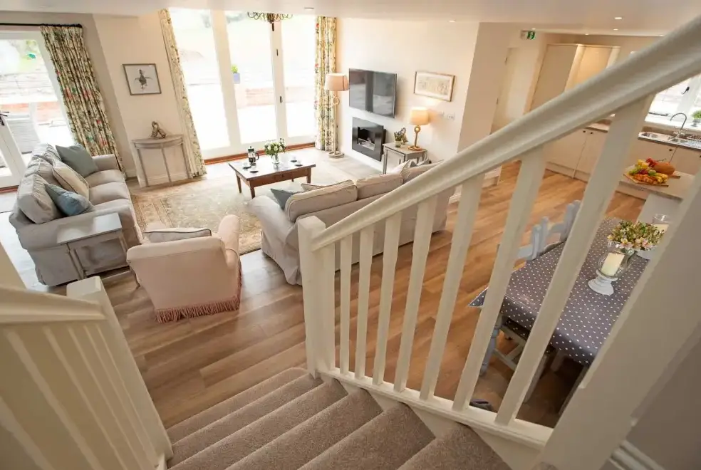 Open plan living area at Langford Valley Stables