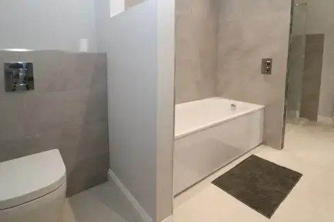 Family bathroom at Langley Barn, Derbyshire