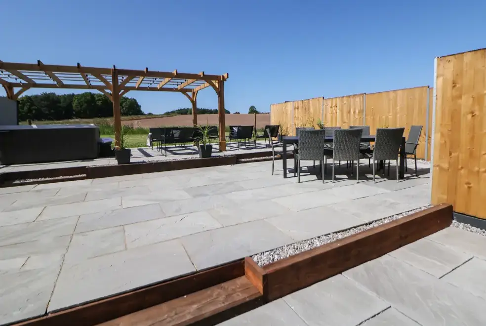 Patio area at Langley Barn