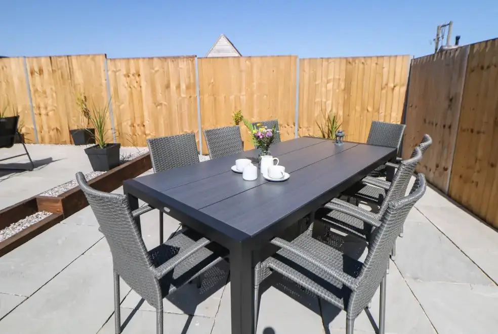Patio area at Langley Barn