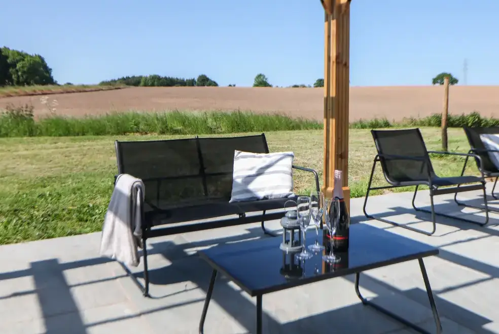Patio area at Langley Barn