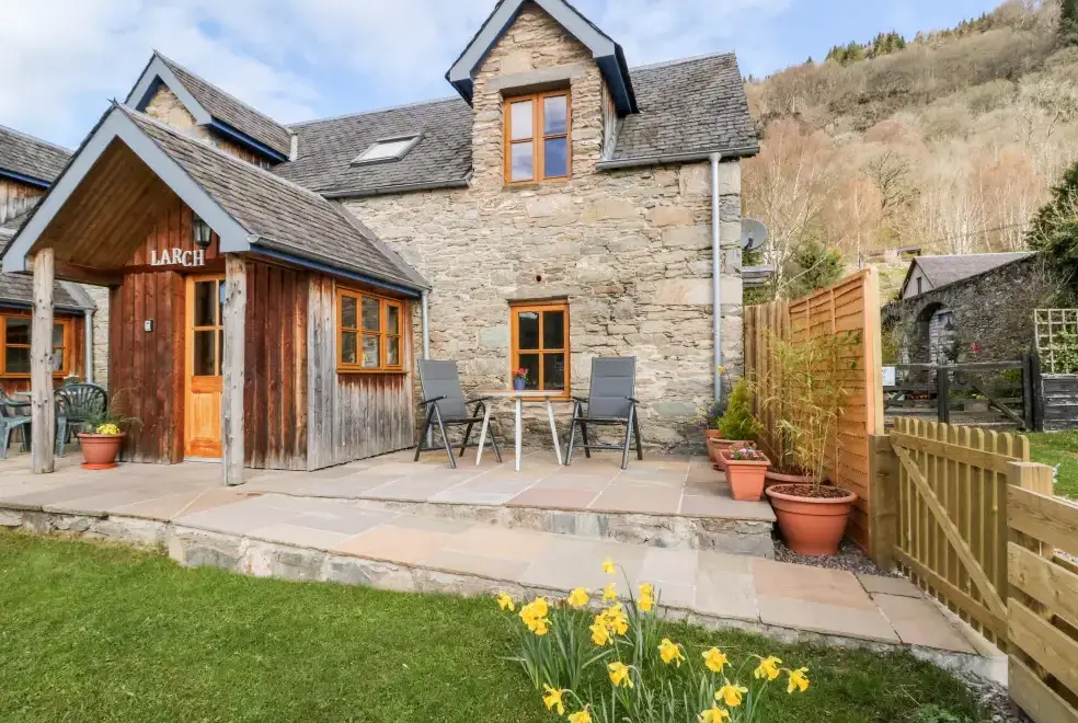 Patio area at Larch Cottage