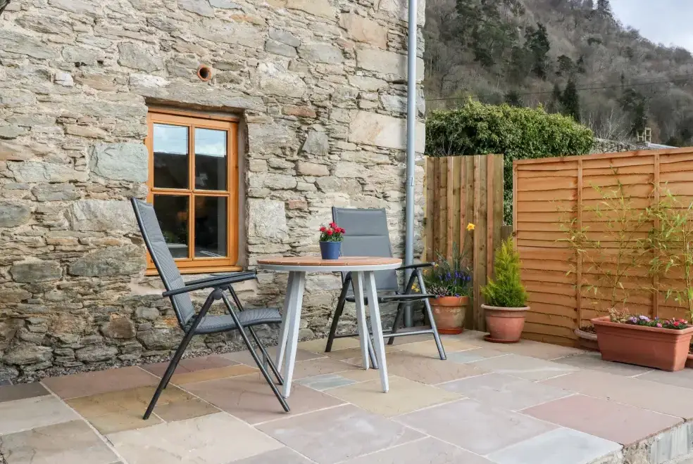 Patio area at Larch Cottage