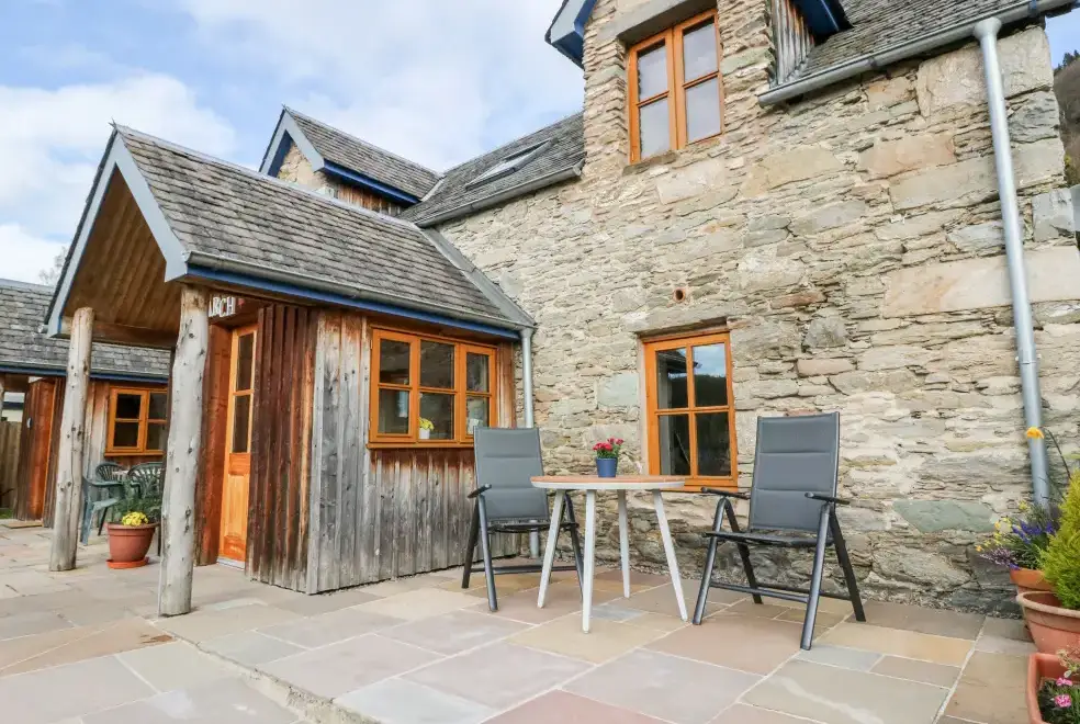 Patio area at Larch Cottage