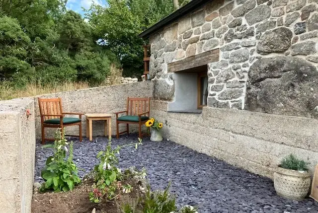 Enclosed garden at Lingcombe Barn in Dartmoor