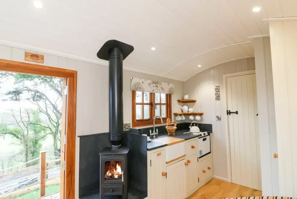 Kitchen/diner at Little Silver Fox Shepherds Hut