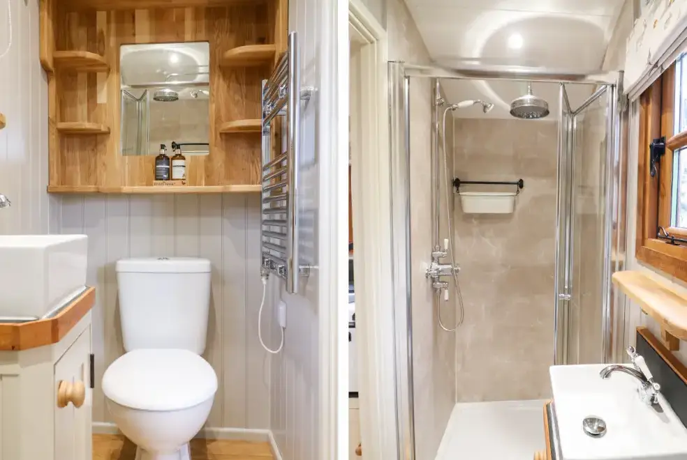 Shower room at Little Silver Fox Shepherds Hut