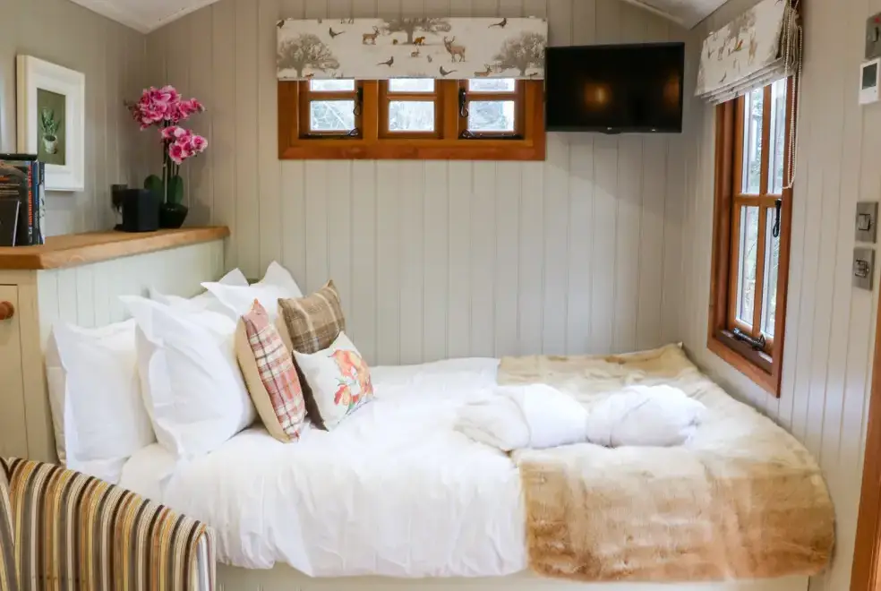 Bedroom at Little Silver Fox Shepherds Hut